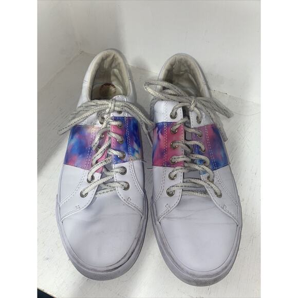 Women’s GUESS White & Multicolor Tie Dye Sneakers Sz 8 - Picture 1 of 7
